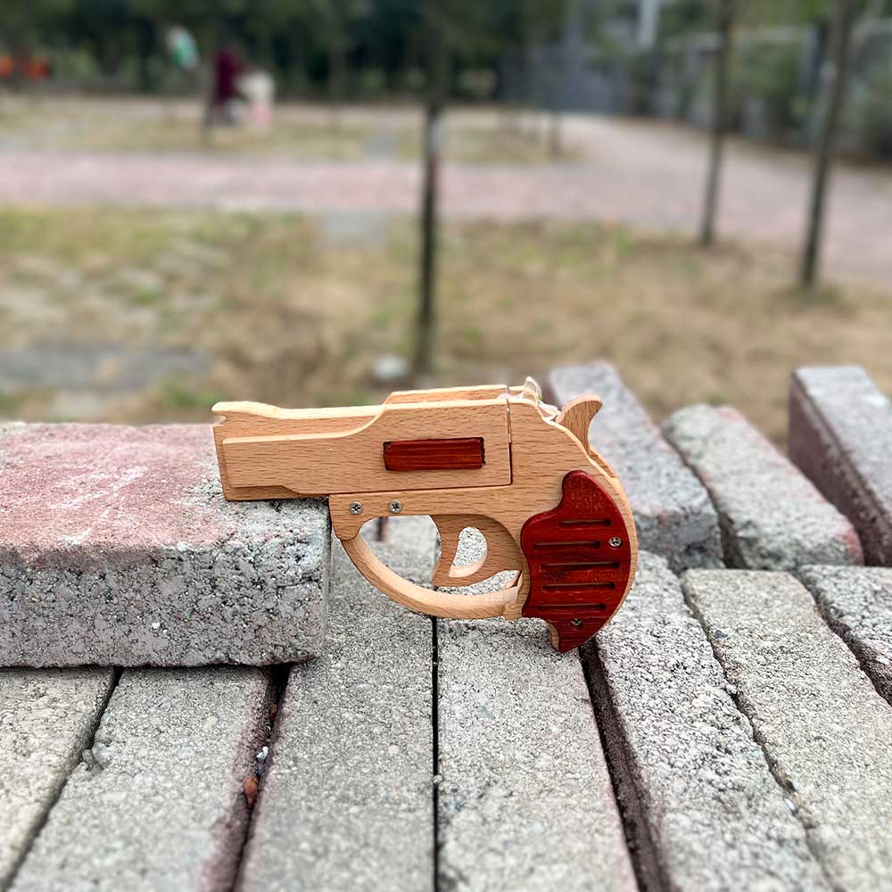 Solid Wood Mini Revolver Rubber Band Gun - Tophatter Daily Deals