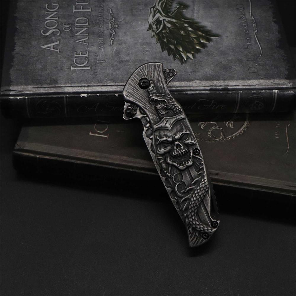 Snake Skull Relief Folding Knife - Tophatter Daily Deals