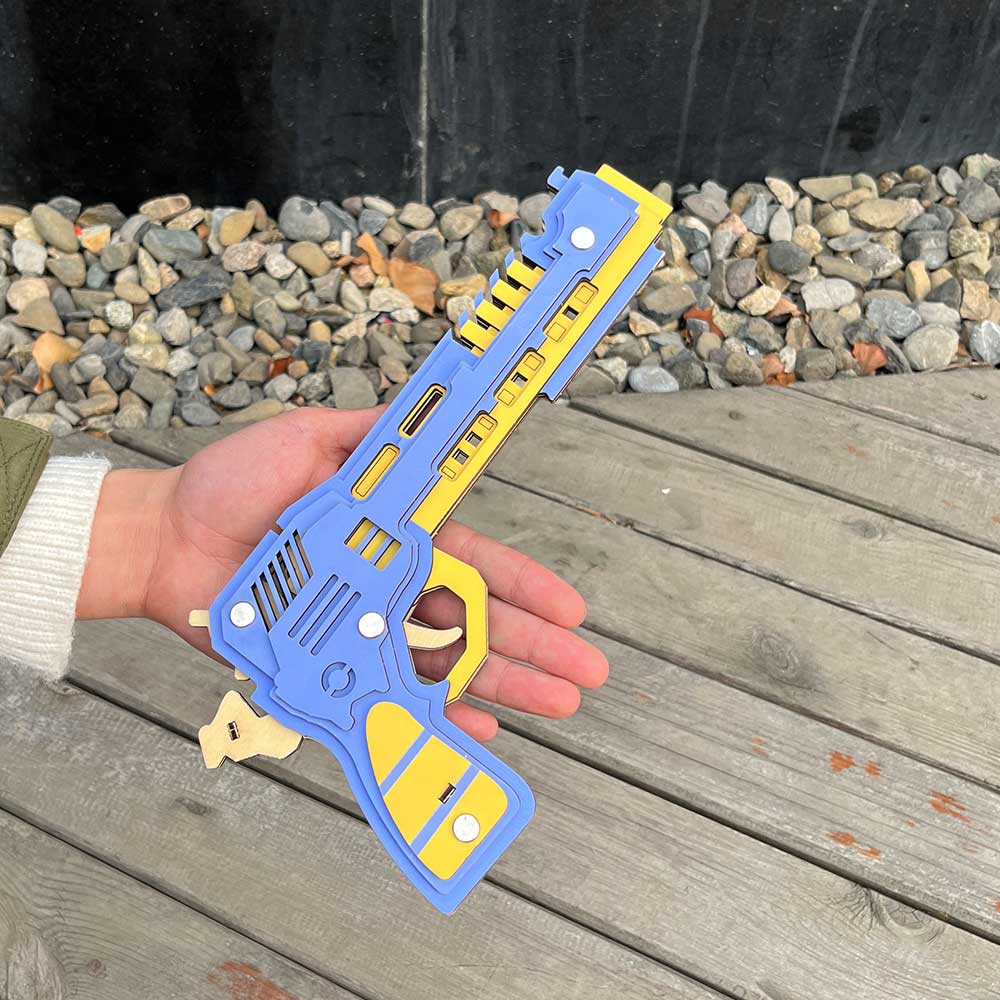 Battle Wolf 3D Gun Puzzle Wooden Rubber Band Gun Model Kit - Tophatter Daily Deals