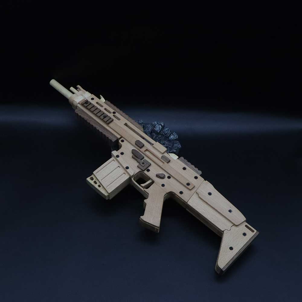 Wooden Scar Assault Rifle Replica Rubber Band Gun Model Kit - Tophatter Daily Deals
