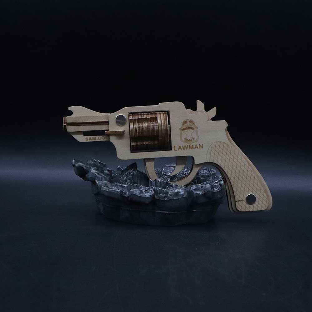 Assembled Colt Law Enforcement Officer Wooden Rubber Band Gun Model Kit - Tophatter Daily Deals