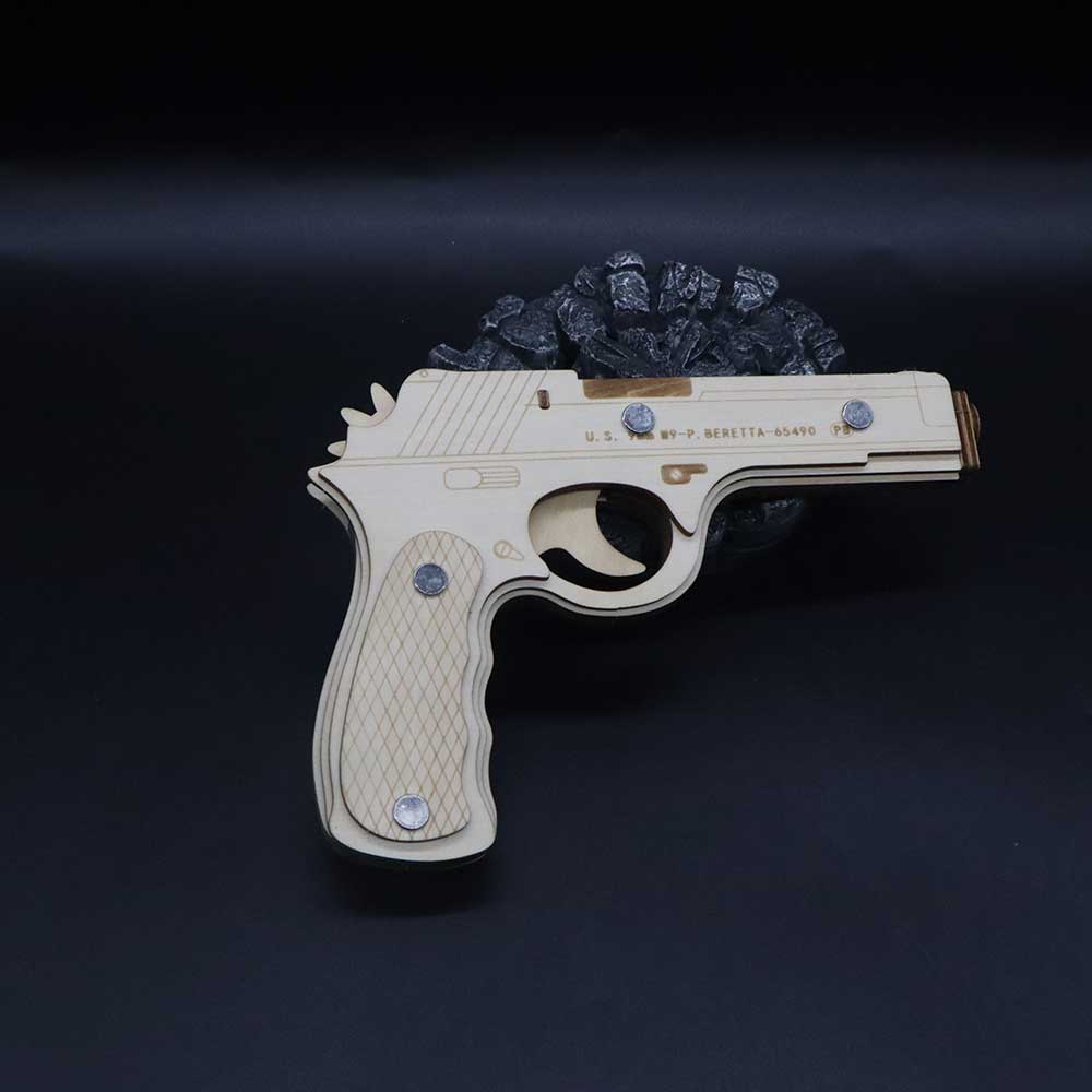 Assembled Beretta Wooden Rubber Band Gun Model Kit - Tophatter Daily Deals