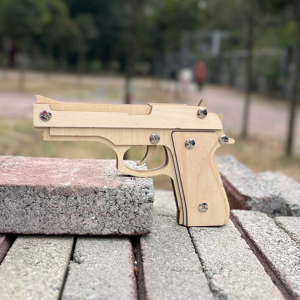 Assembled M92F Wooden Rubber Band Gun - Tophatter Daily Deals