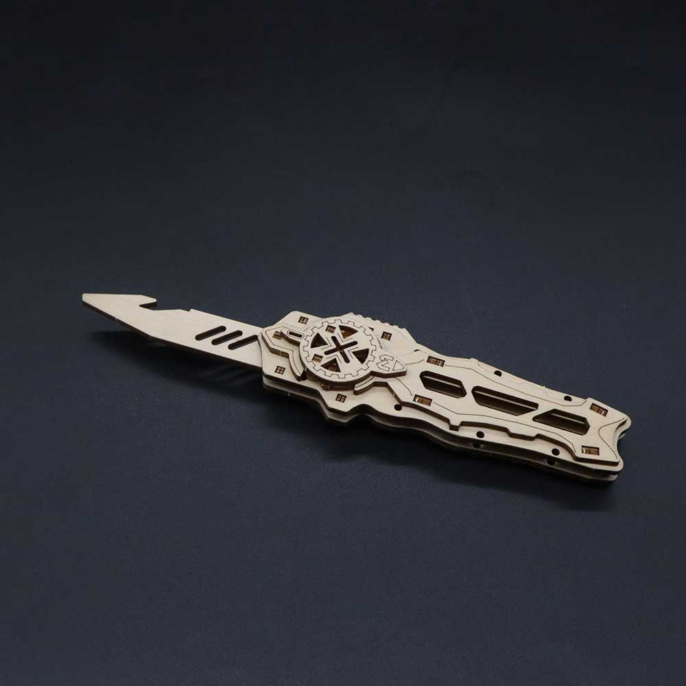 6 Cool Wooden Knife Model Kit 3D Blade Puzzle Toy Switch Blade - Tophatter Daily Deals