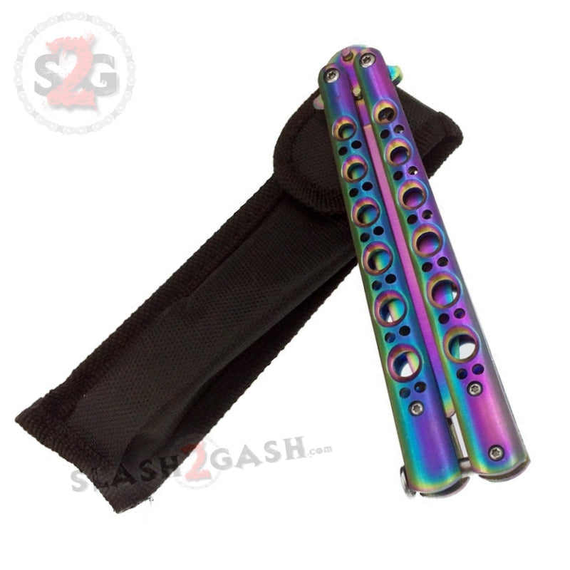 Butterfly Knife TRAINER Dull Balisong w/ Spring Latch - Rainbow Knife-Balisong - Tophatter Daily Deals