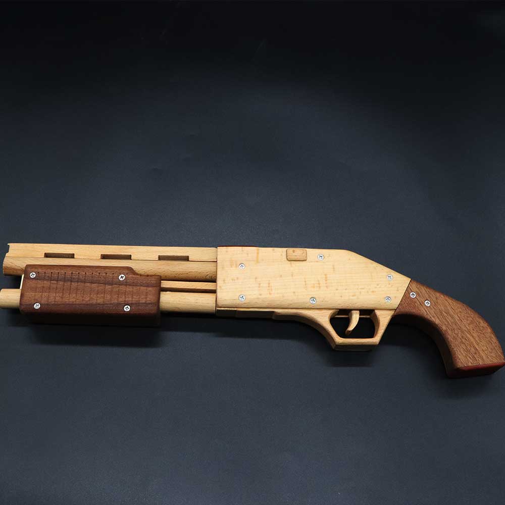 Assembled M37 Shotgun Rubber Band Wooden Replica Gun - Tophatter Daily Deals