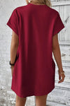 Pocketed Round Neck Short Sleeve Dress Casual Dresses - Tophatter Daily Deals