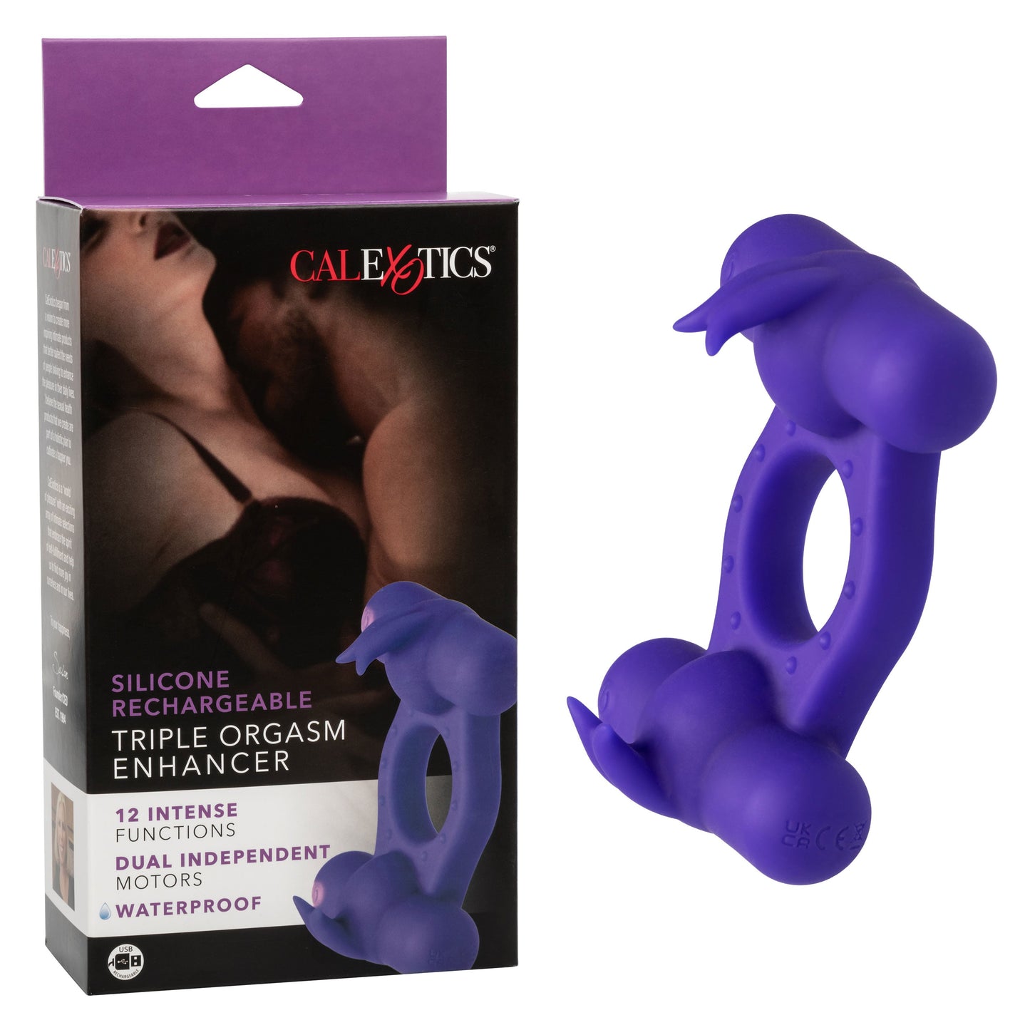 Silicone Triple Orgasm Enhancer in Purple with 12 Vibration Functions and Dual Independent Motors > Cock Ring > Vibrating - Tophatter Daily Deals