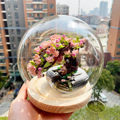 Blossom Pot Simulation Green Plant Household Decoration Toys Cherry blossom Glass cover 0 - Tophatter Daily Deals