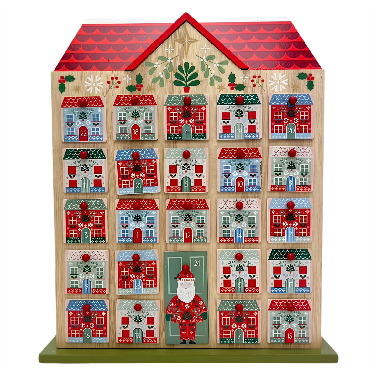 Gisela Graham Reusable Wooden Advent Calendar, 24 Drawer Alpine Christmas House Advent Calendar - Tophatter Daily Deals