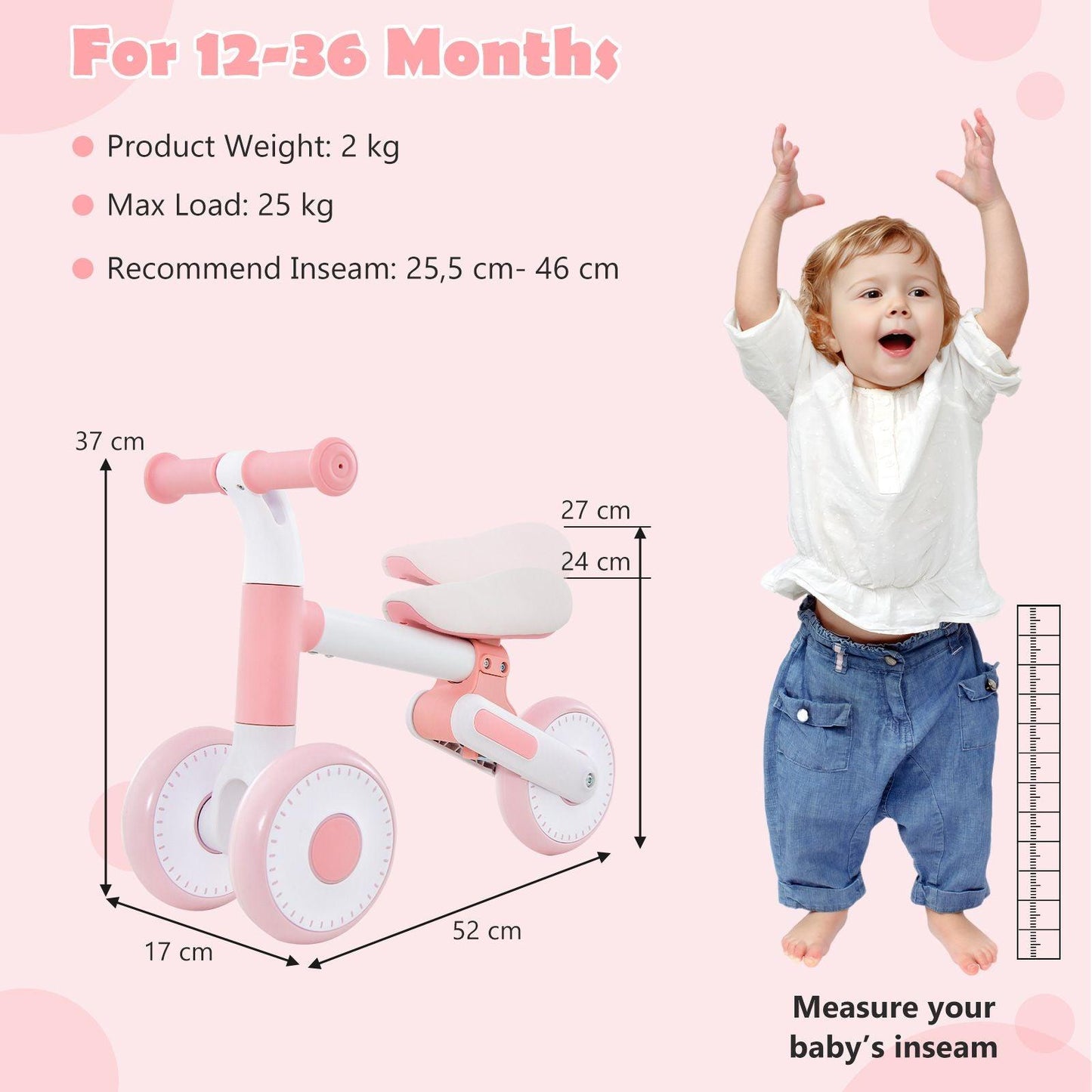 Baby Balance Bike - Toddler Walker Training Bicycle with Adjustable Seat Baby & Toddler - Tophatter Daily Deals