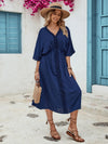 Frill Slit V-Neck Three-Quarter Sleeve Dress Casual Dresses - Tophatter Daily Deals