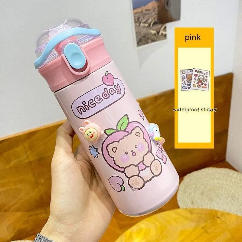 Outdoor Portable Cartoon Double Layer Drink Cup Pink 480ml 16 oz Humidifier - Tophatter Daily Deals
