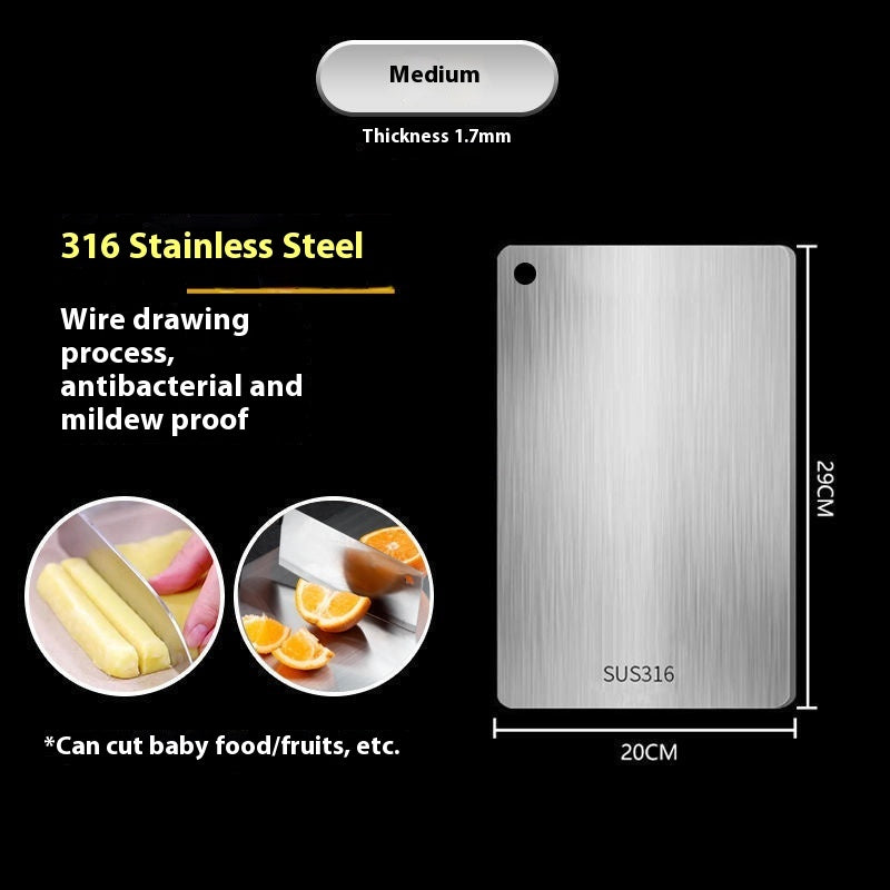 316 Stainless Steel Thickened Cutting Board Oversized Mildew-proof Household Kitchen Panel 304 Special Offer 29 X20cm Square 0 - Tophatter Daily Deals