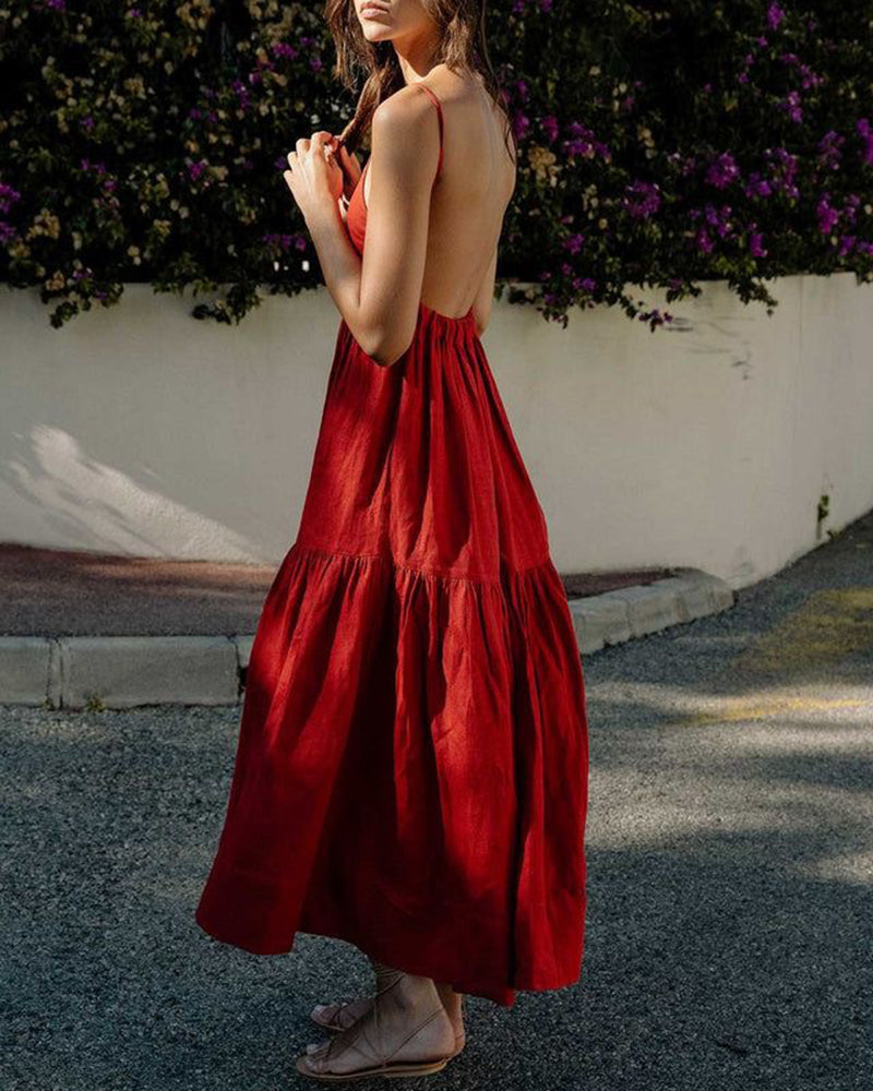 Big Swing Backless Maxi Dress Red Maxi Dresses - Tophatter Daily Deals