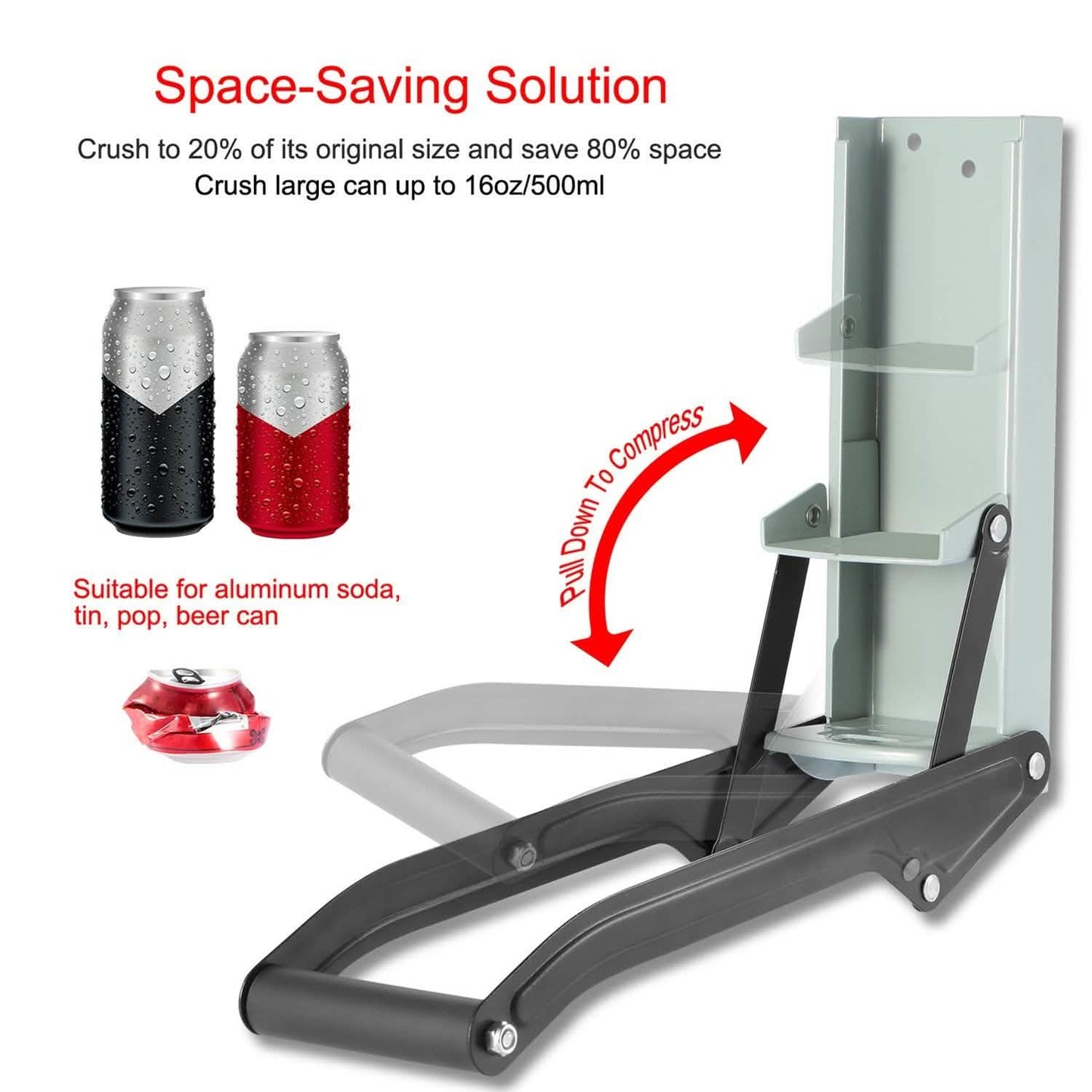 16oz Can Crusher Heavy Duty Metal with Bottle Opener Wall Mounted Kitchen Tools & Gadgets - Tophatter Daily Deals