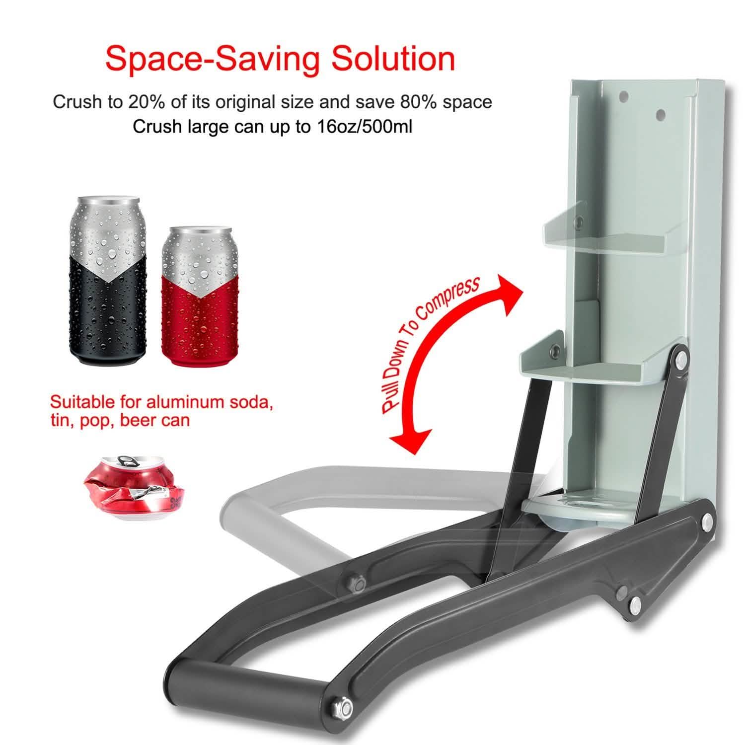 16oz Can Crusher Heavy Duty Metal with Bottle Opener Wall Mounted Kitchen Tools & Gadgets - Tophatter Daily Deals