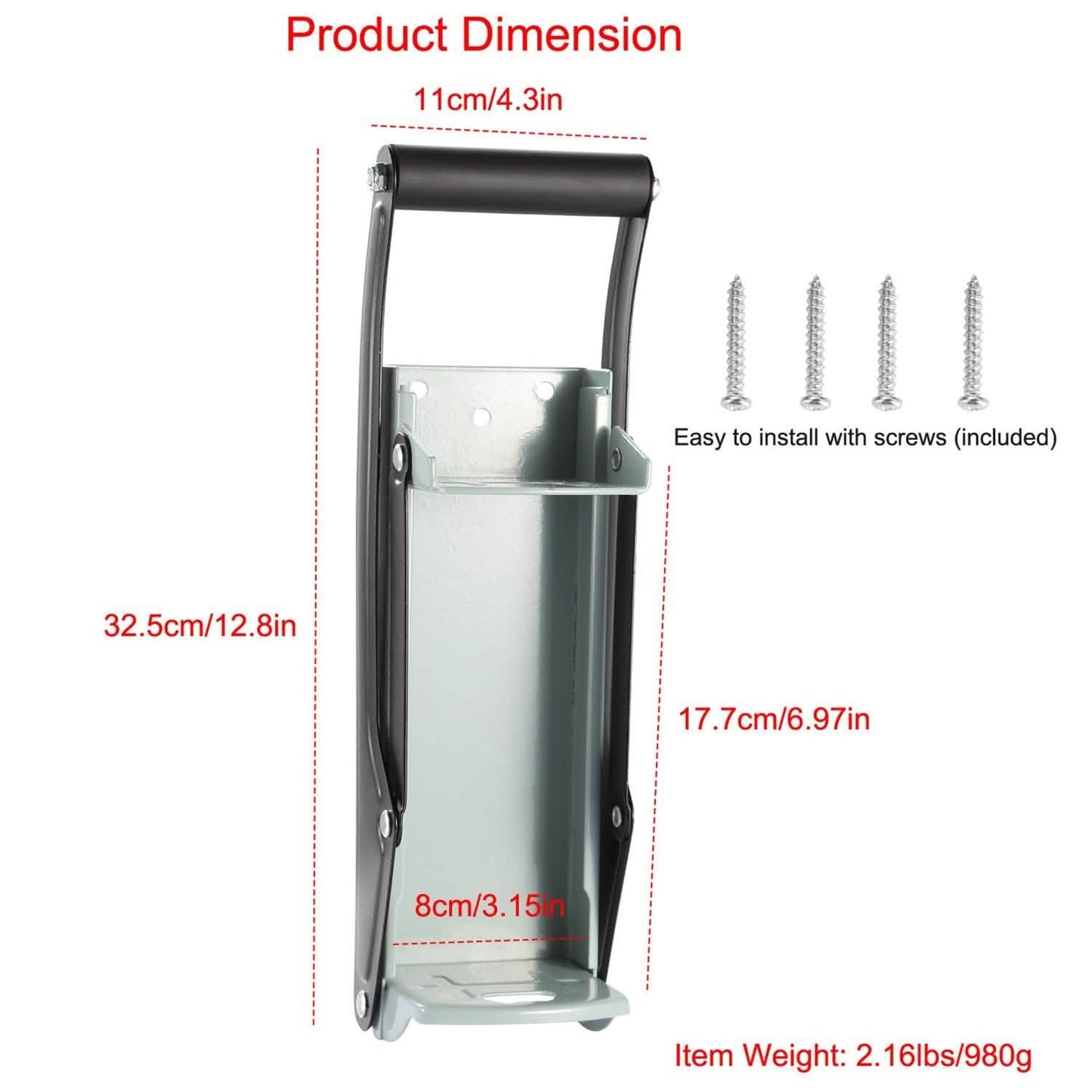 16oz Can Crusher Heavy Duty Metal with Bottle Opener Wall Mounted Kitchen Tools & Gadgets - Tophatter Daily Deals