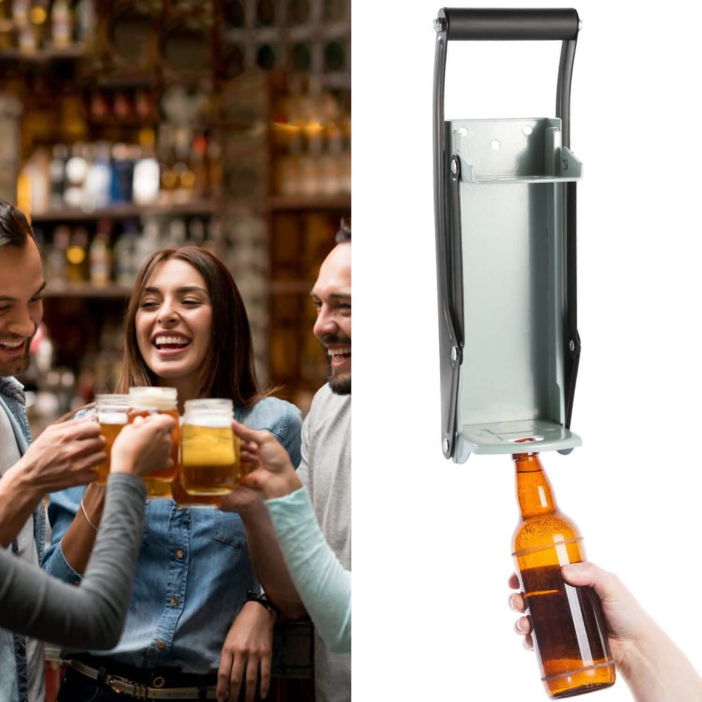 16oz Can Crusher Heavy Duty Metal with Bottle Opener Wall Mounted Kitchen Tools & Gadgets - Tophatter Daily Deals