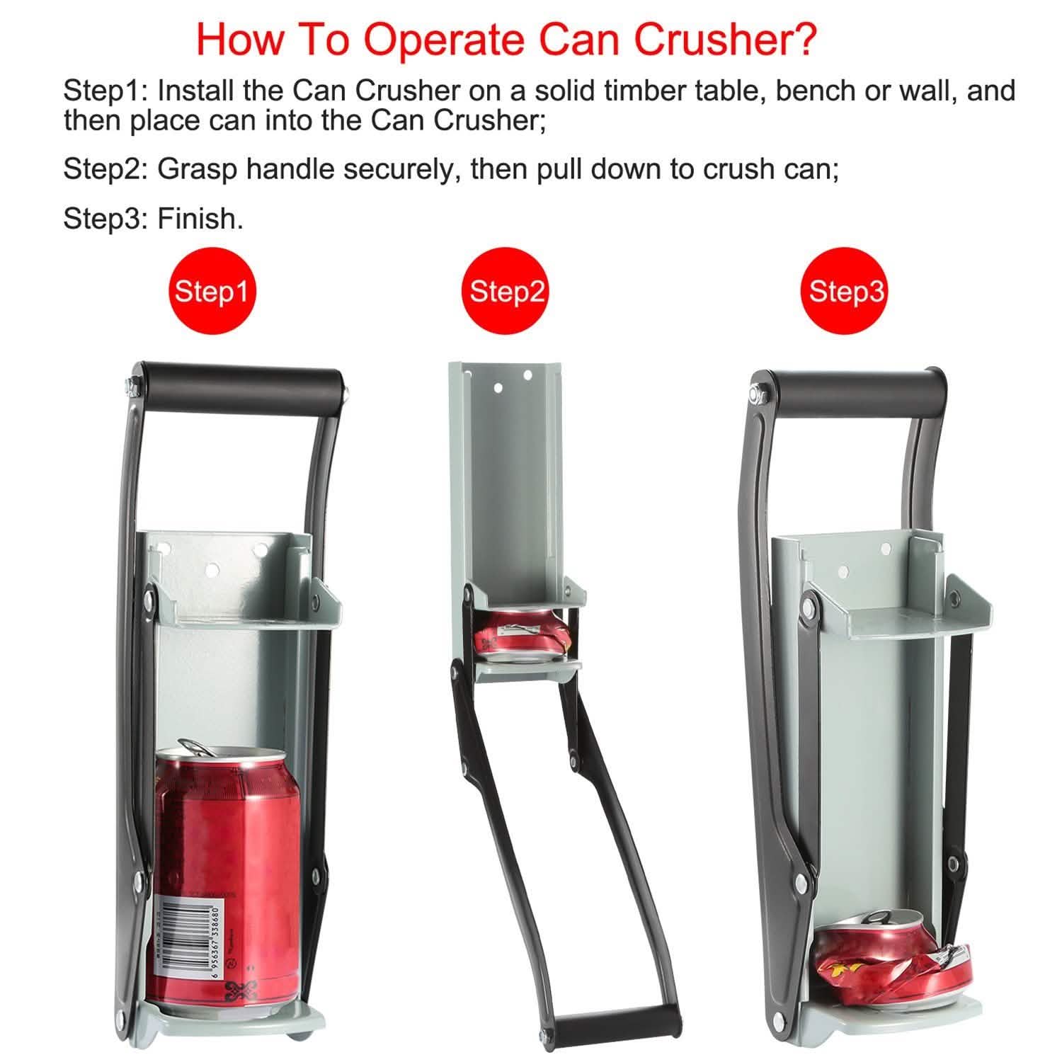 16oz Can Crusher Heavy Duty Metal with Bottle Opener Wall Mounted Kitchen Tools & Gadgets - Tophatter Daily Deals