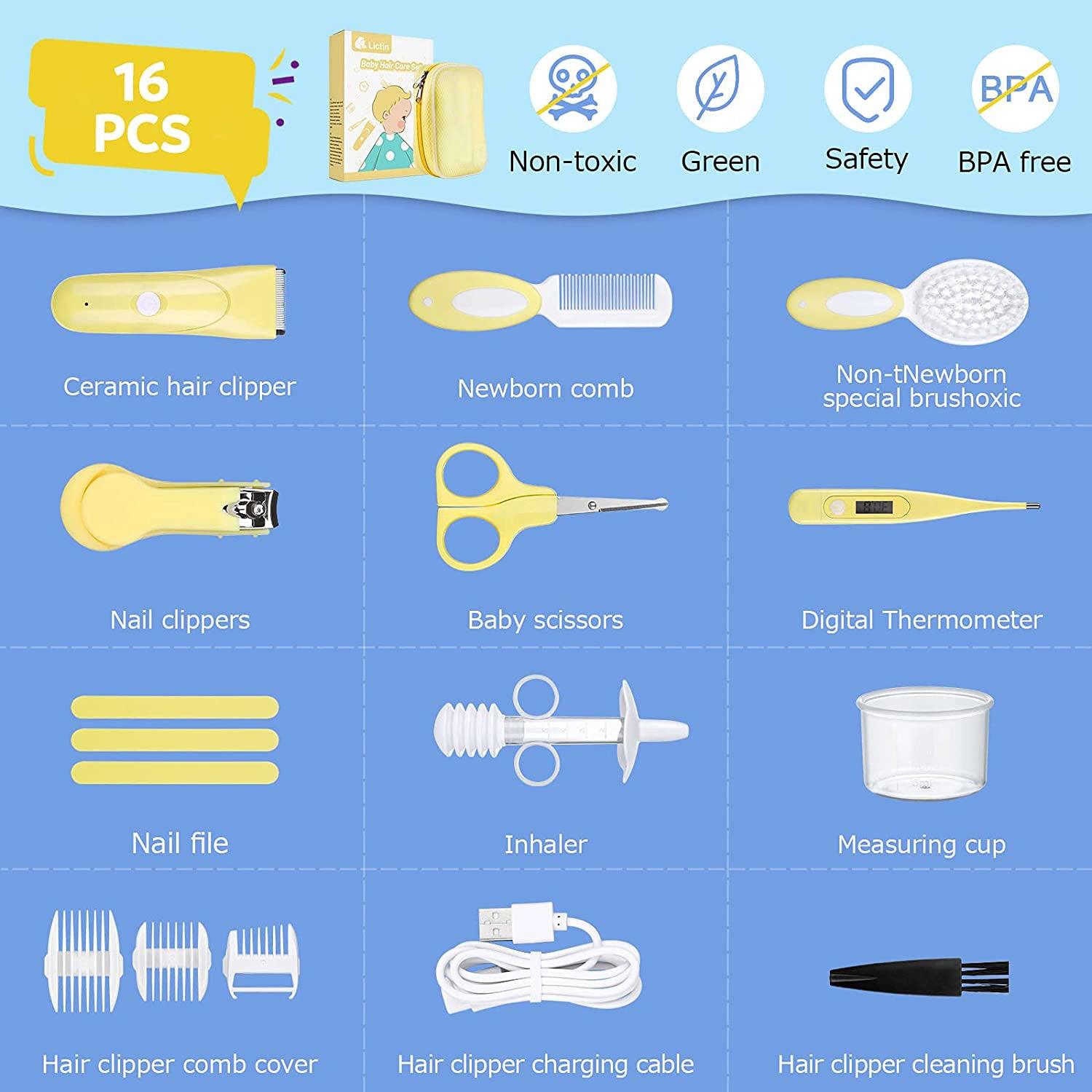 Baby Grooming Kit - 16PCS Newborn Baby Care Accessories Safety Cutter Nail Care Set Apparel & Accessories - Tophatter Daily Deals