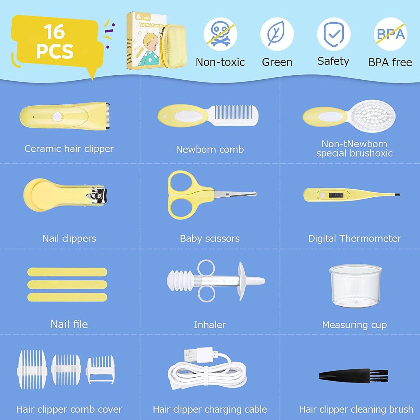 Baby Grooming Kit - 16PCS Newborn Baby Care Accessories Safety Cutter Nail Care Set Apparel & Accessories - Tophatter Daily Deals