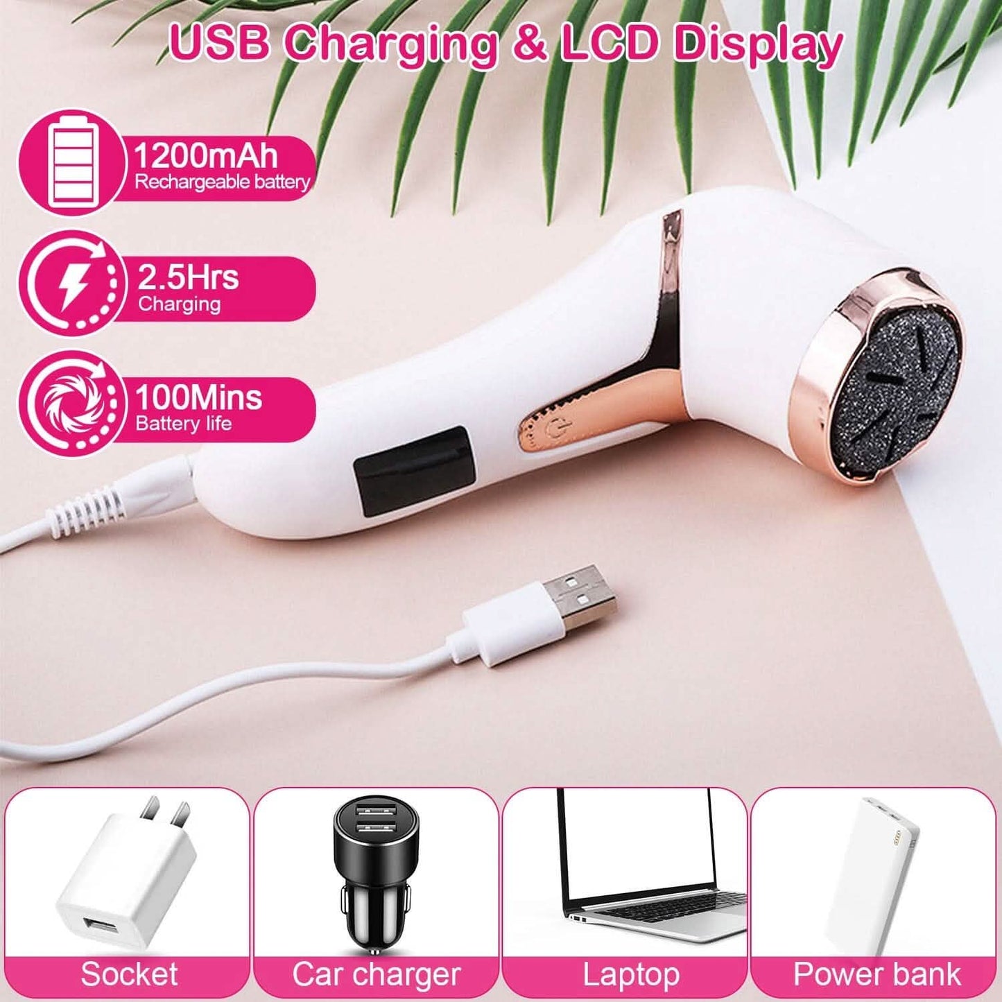17-Pieces Set: Electric Foot Callus Remover with Vacuum Foot Grinder Rechargeable Beauty & Personal Care - Tophatter Daily Deals