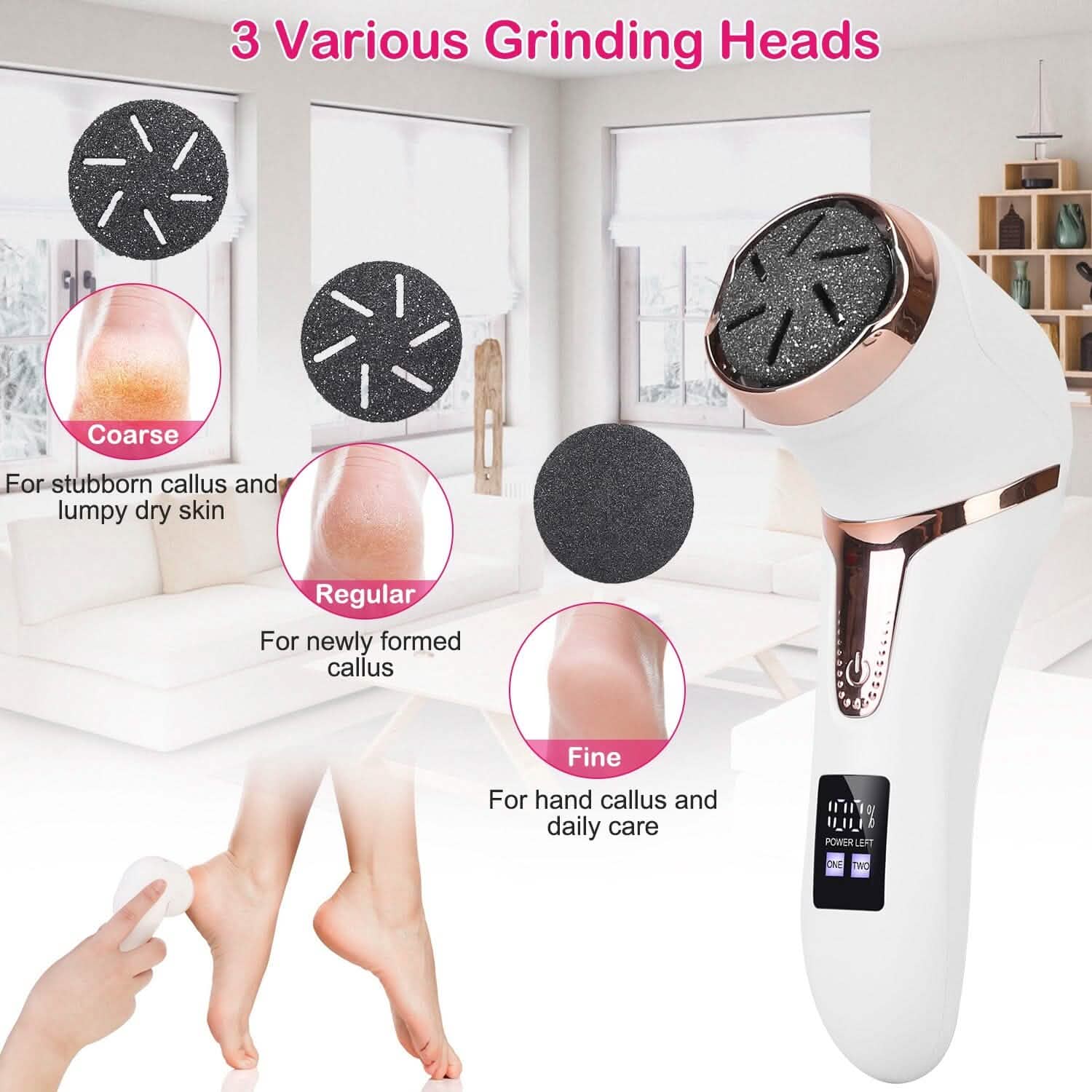 17-Pieces Set: Electric Foot Callus Remover with Vacuum Foot Grinder Rechargeable Beauty & Personal Care - Tophatter Daily Deals