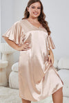 Plus Size Flutter Sleeve V-Neck Side Slit Night Gown - Tophatter Deals and Online Shopping - Electronics, Jewelry, Beauty, Health, Gadgets, Fashion - Tophatter's Discounts & Offers - tophatters - tophatters.co