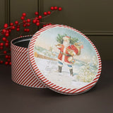 Nostalgic Santa Christmas Cake Tin | Festive Round Kitchen Storage Tin - 23x12cm Tin - Tophatter Daily Deals