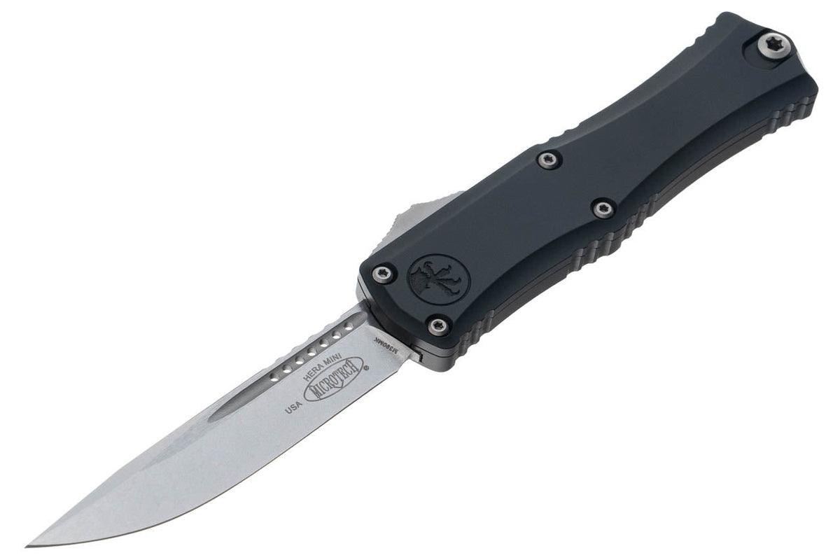 Microtech Hera II Mini - Black Handle - S/E Stonewashed Blade - 1703M-10 Automatic Knives - Tophatter Daily Deals