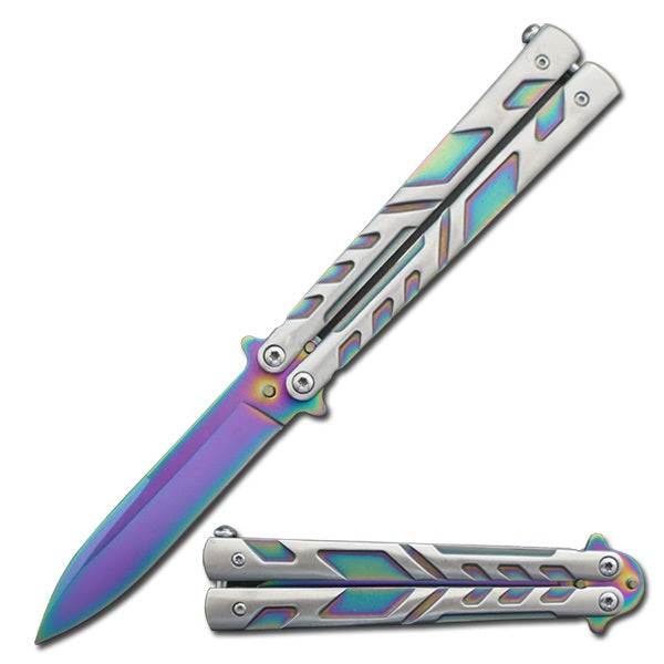 5" Closed Length Rainbow Venom Balisong Butterfly Knife - TOPHATTER'S ARMORY DEALS Collectible Weapons - Tophatter Daily Deals