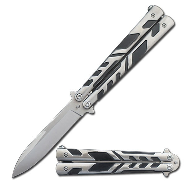 5" Closed Length Silver Venom Balisong Butterfly Knife - TOPHATTER'S ARMORY DEALS Collectible Weapons - Tophatter Daily Deals