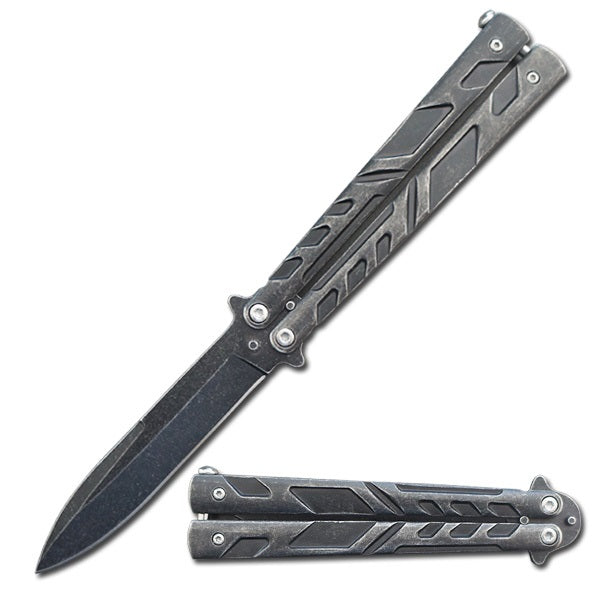 5" Closed Length Stonewash Venom Balisong Butterfly Knife - TOPHATTER'S ARMORY DEALS Collectible Weapons - Tophatter Daily Deals