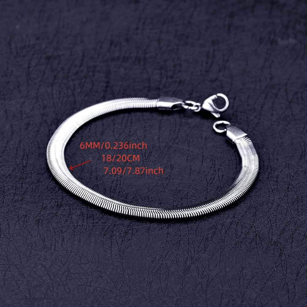 6mm Stainless Steel Snake Chain Bracelet – Unisex Bracelets - Tophatter Daily Deals