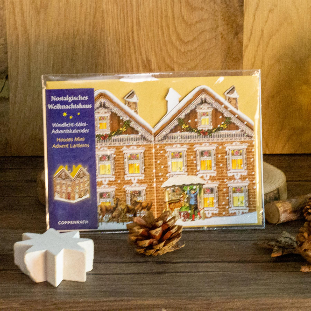 Deluxe Mini Advent Calendar Christmas Card - Nostalgic House Tealight Lantern - Brown House Advent Calendar - Tophatter Daily Deals