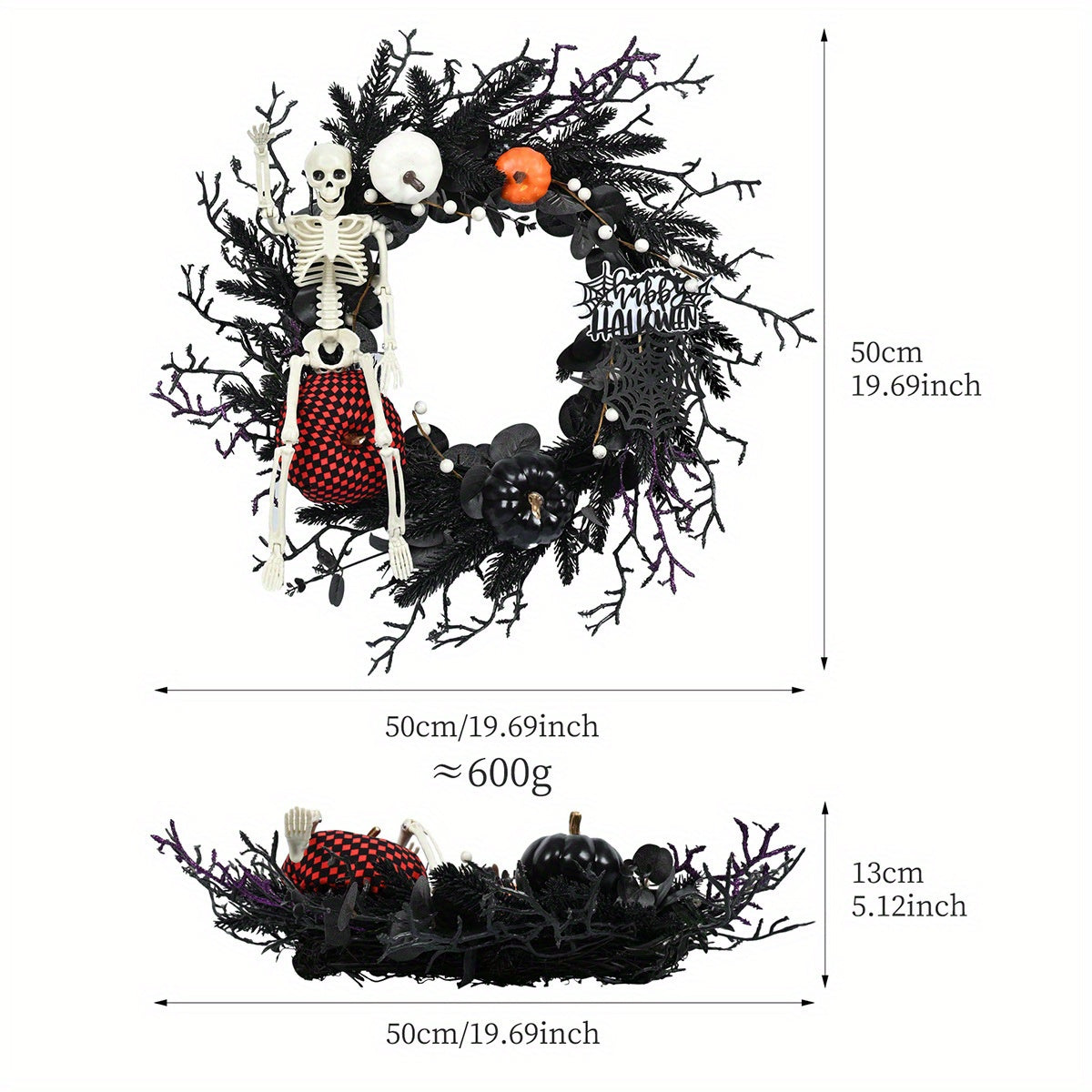 Halloween Skeleton Garland Wreath Wall Hanging Halloween - Tophatter Daily Deals