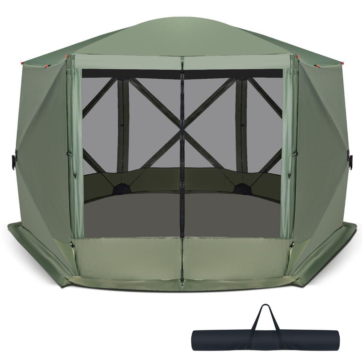 Family Camping Tent - 6-Sided Camping Gazebo Instant Setup Hub Tent with Portable Carrying Bag Camping Tent - Tophatter Daily Deals