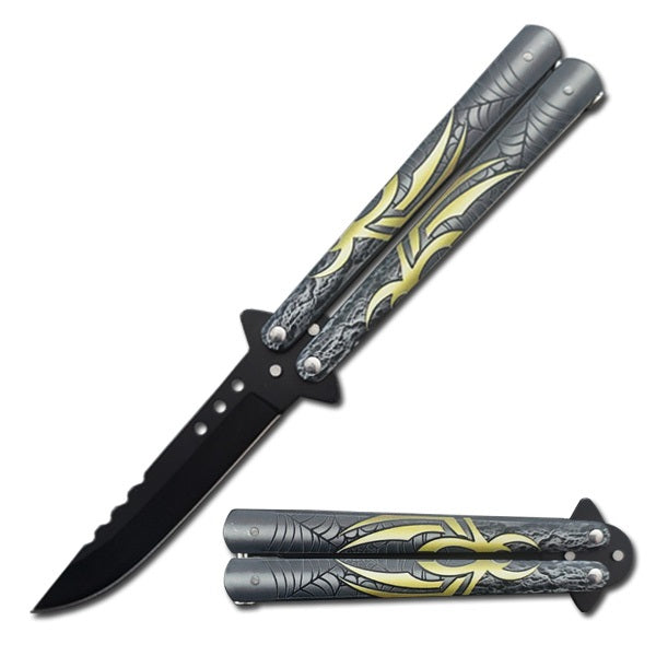 5" Closed Length Gold Spider Balisong Butterfly Knife - TOPHATTER'S ARMORY DEALS Collectible Weapons - Tophatter Daily Deals