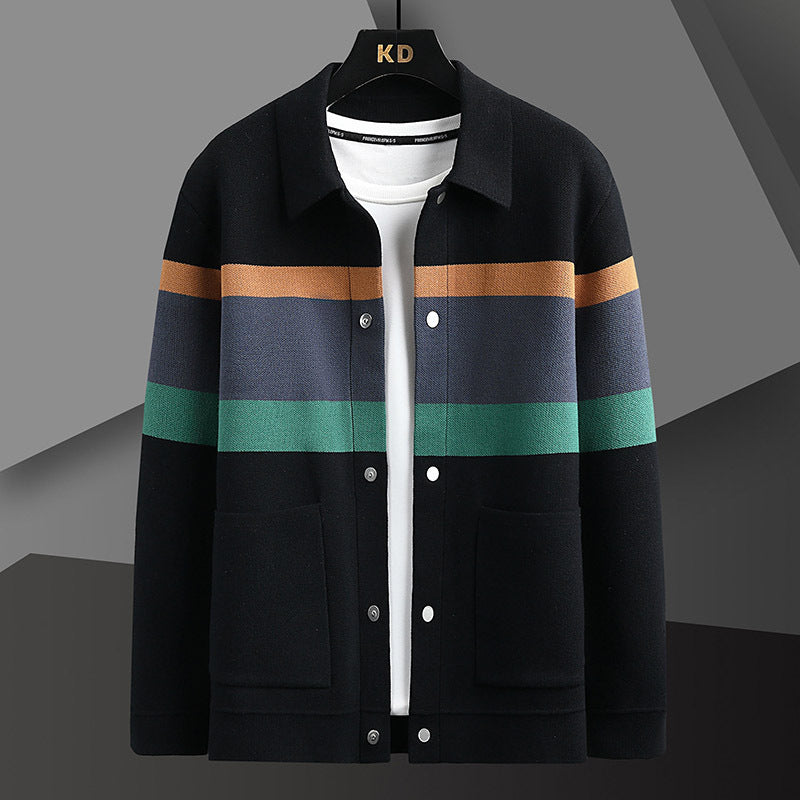 Soft Mens Cardigan Jacket - Relaxed Lapel, Polyester Casual 3D Changing Face Moving Picture Frame - Tophatter Daily Deals