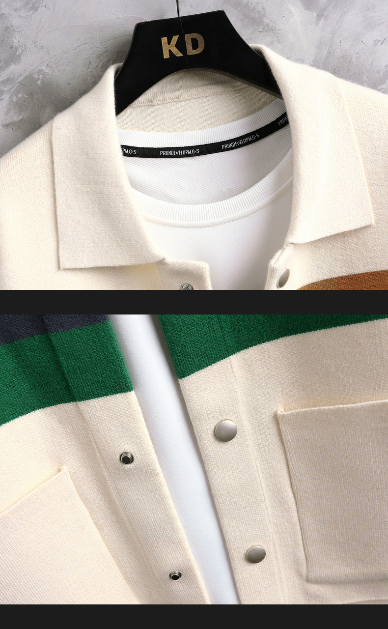 Soft Mens Cardigan Jacket - Relaxed Lapel, Polyester Casual 3D Changing Face Moving Picture Frame - Tophatter Daily Deals