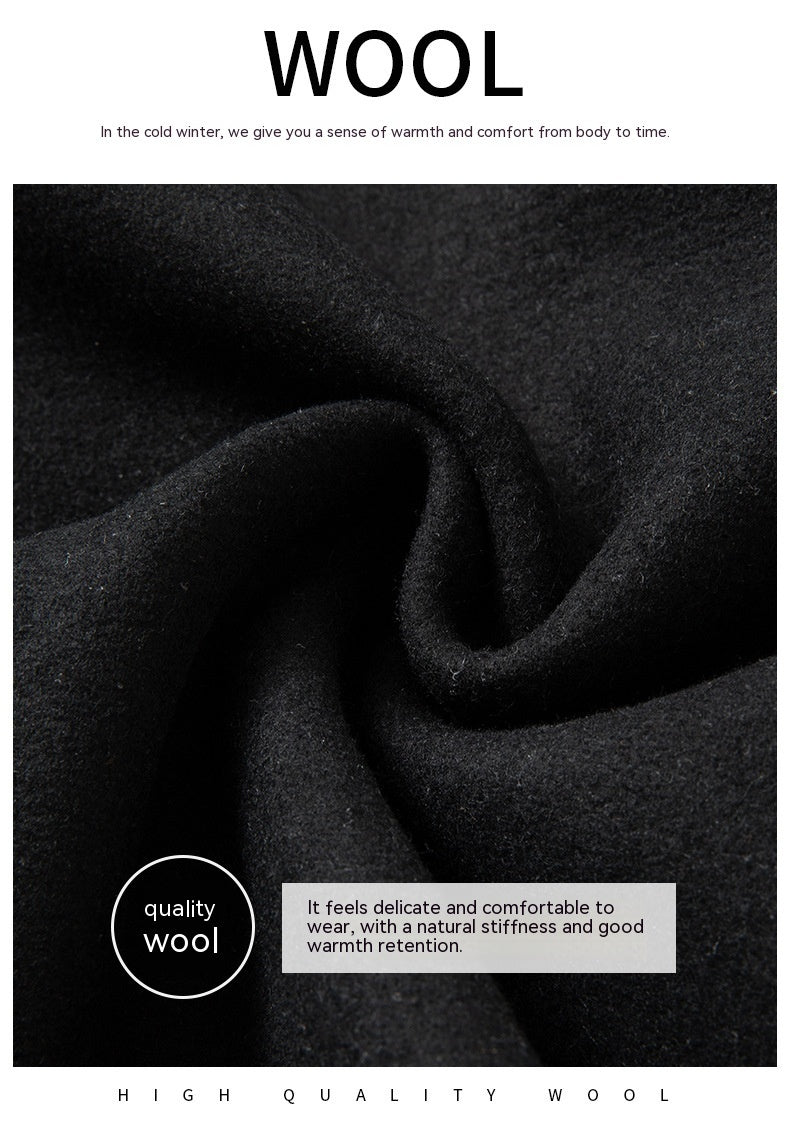Warm Mens Wool Coat - Mid Length Structured Cut, Winter 3D Changing Face Moving Picture Frame - Tophatter Daily Deals