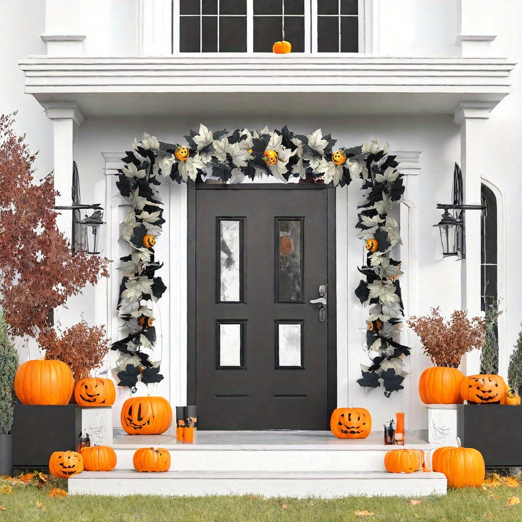 Black & White Maple Leaf Garland Set Halloween - Tophatter Daily Deals