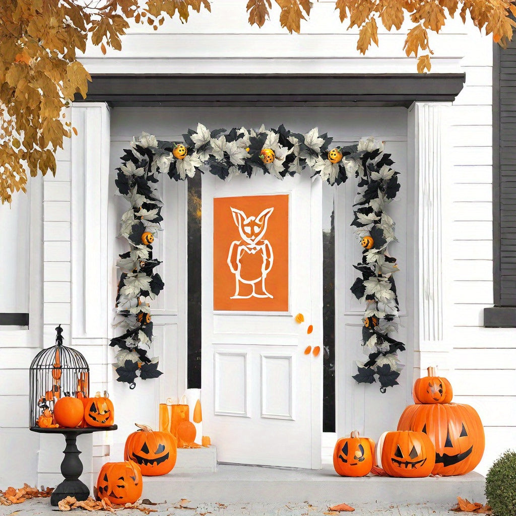 Black & White Maple Leaf Garland Set Halloween - Tophatter Daily Deals