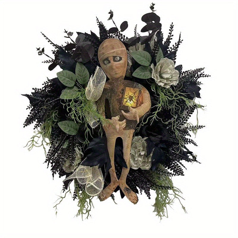 Spooky Mummy Halloween Wreath for Door and Indoor Halloween - Tophatter Daily Deals