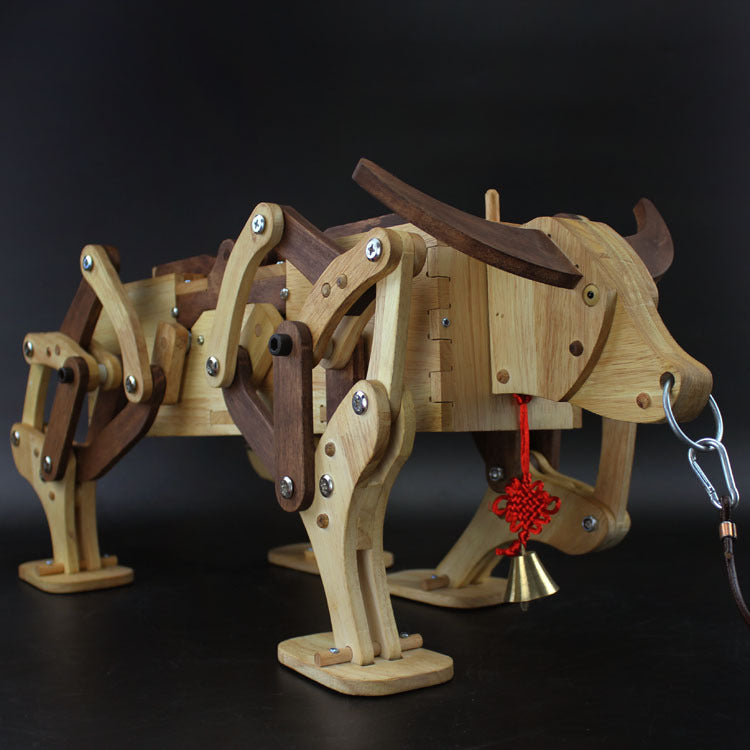 Handmade Three Kingdom Walking Wooden Ox Model Kit Big Contrast Color - Tophatter Daily Deals