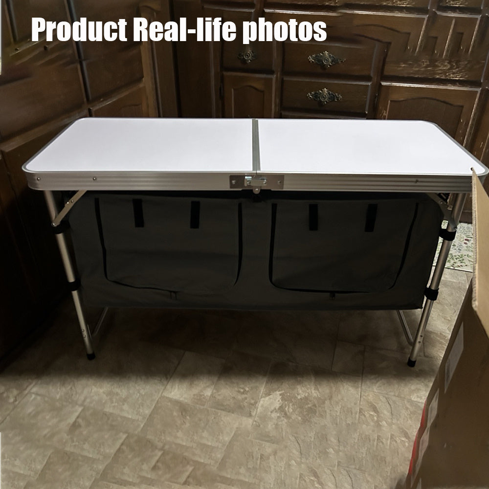 Folding Aluminum Table with Storage Cabinet Folding Tables - Tophatter Daily Deals