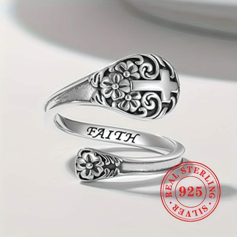 925 Sterling Silver Bohemian Faith Ring – Adjustable Vintage Cross Rings - Tophatter Daily Deals