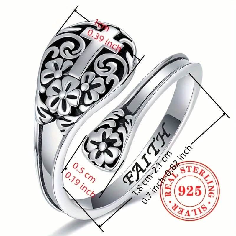 925 Sterling Silver Bohemian Faith Ring – Adjustable Vintage Cross Rings - Tophatter Daily Deals