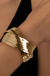 Gold Textured Crossover Metal Cuff Wide Bracelet Gold ONE SIZE Metal Bracelets - Tophatter Daily Deals